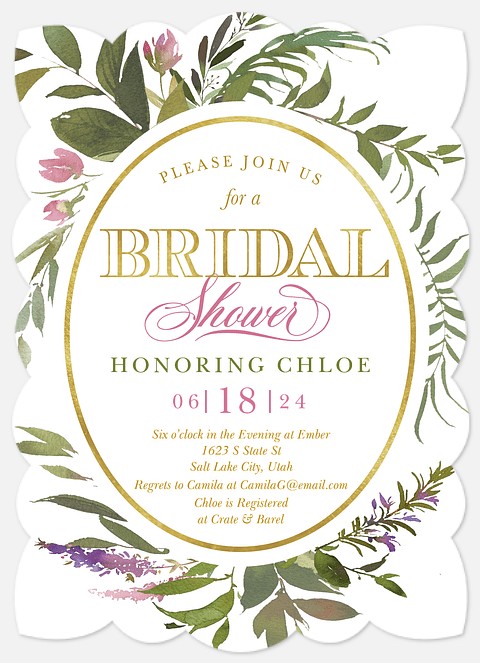Wreath Flora Bridal Shower Invitations