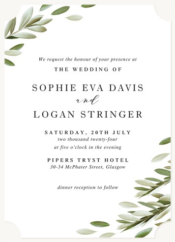 Simple Greenery Wedding Invitations