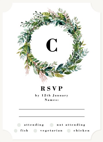 Natural Wreath Wedding RSVP Cards