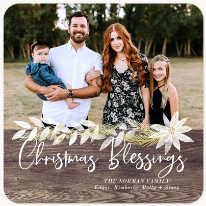 Stamped Poinsettia Religious Christmas Cards
