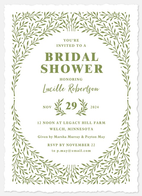 Garden Hedge Bridal Shower Invitations