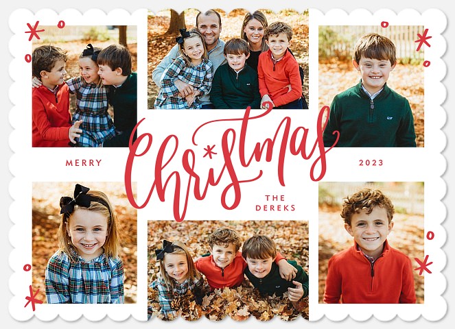 Peppermint Script Holiday Photo Cards