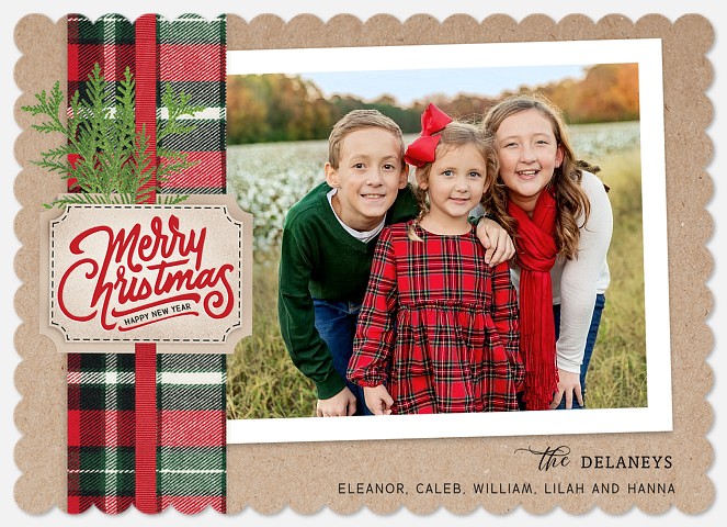 Plaid Ribbon Holiday Photo Cards