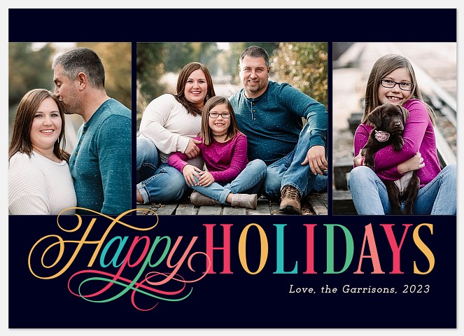 Colorful Swirls Holiday Photo Cards
