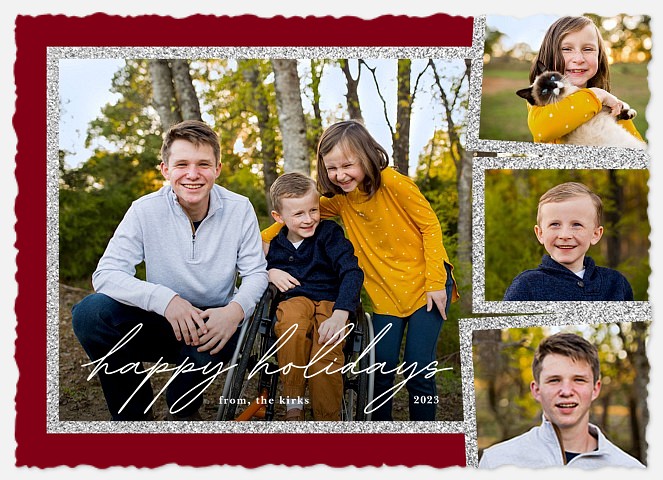 Silver Sparkles Holiday Photo Cards