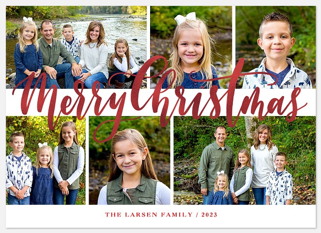 Cranberry Shimmer Holiday Photo Cards