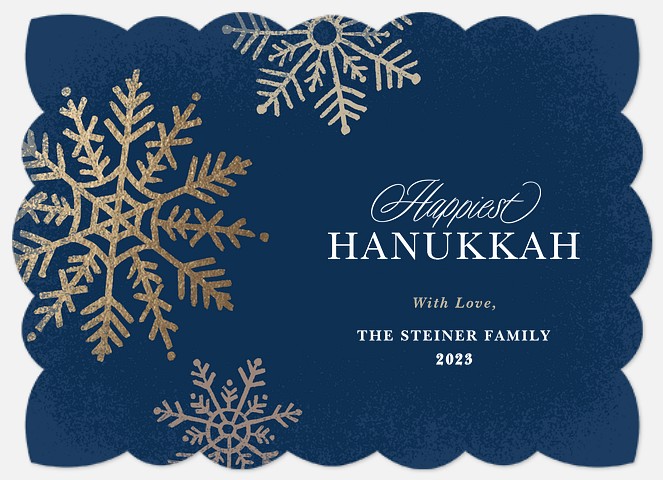 Elegant Snow Hanukkah Photo Cards