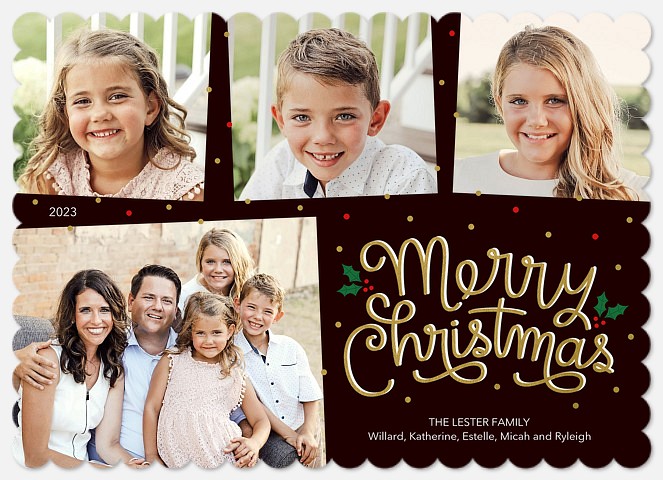 Dotted Christmas Holiday Photo Cards