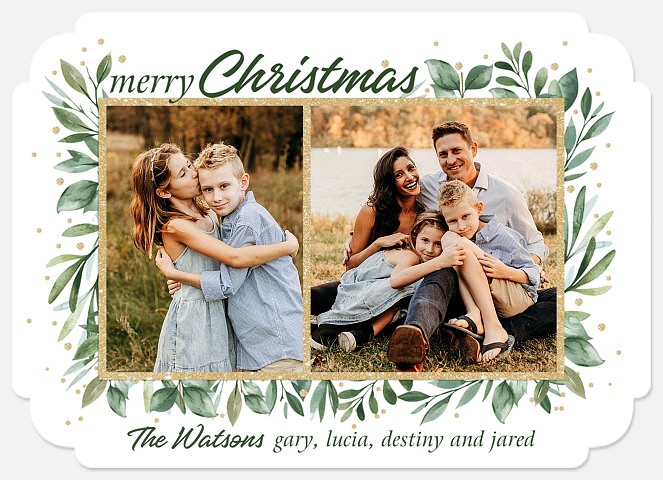 Greenery Duo Holiday Photo Cards