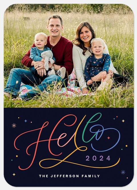 Colorful New Year Holiday Photo Cards