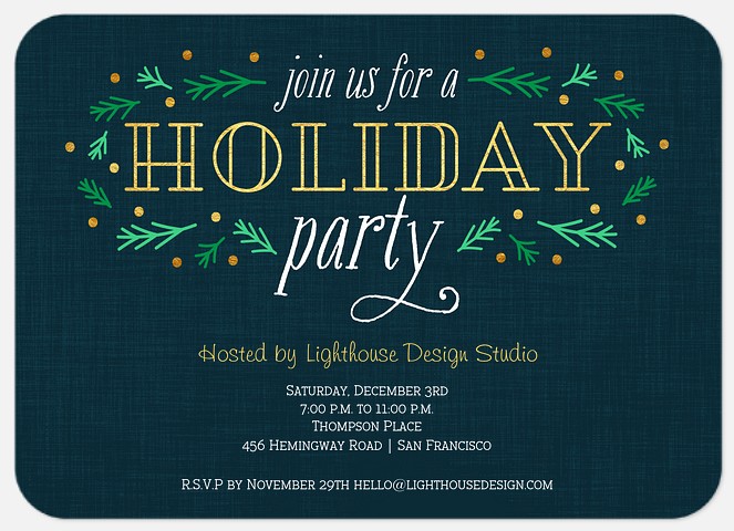 Evergreen Garland Holiday Party Invitations