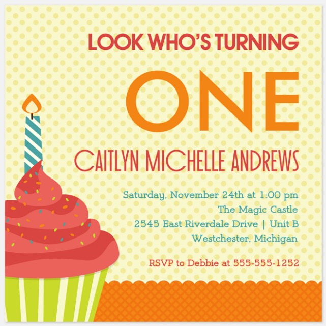 One Big Candle Kids' Birthday Invitations