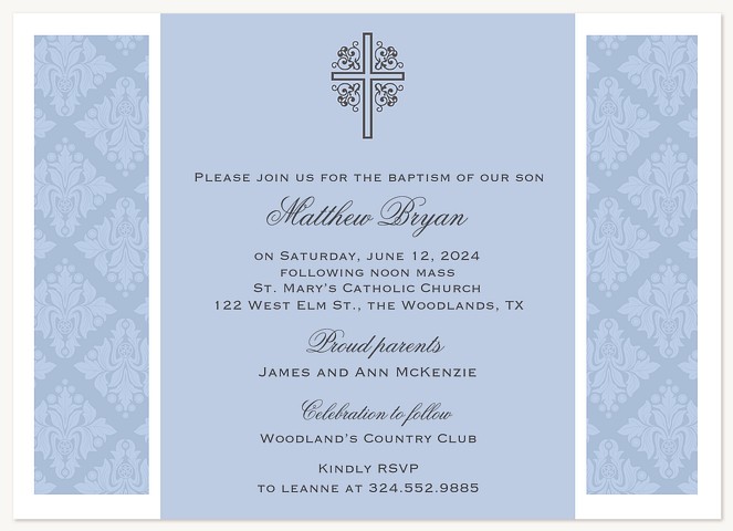 Victorian Blue Baptisms & Christening Invitations