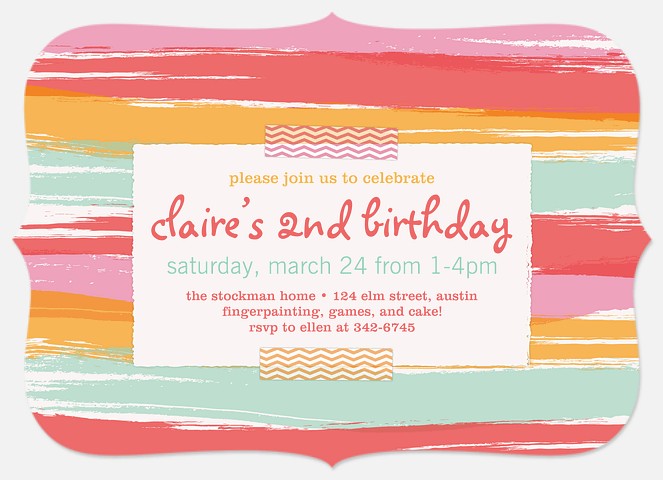 Sherbert Stripes Girl Birthday Invitations