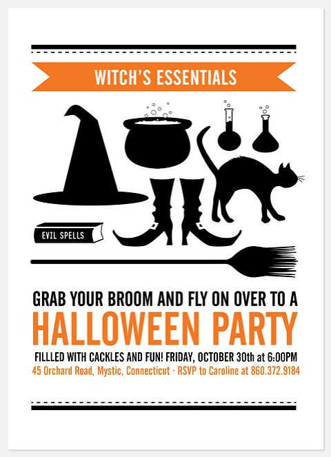 Witch Essentials Halloween Party Invitations