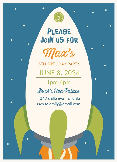 Into Space Kids Birthday Invitations