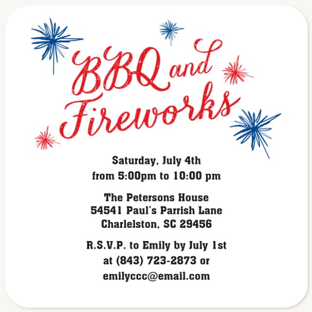 Dazzling Fireworks Summer Party Invitations