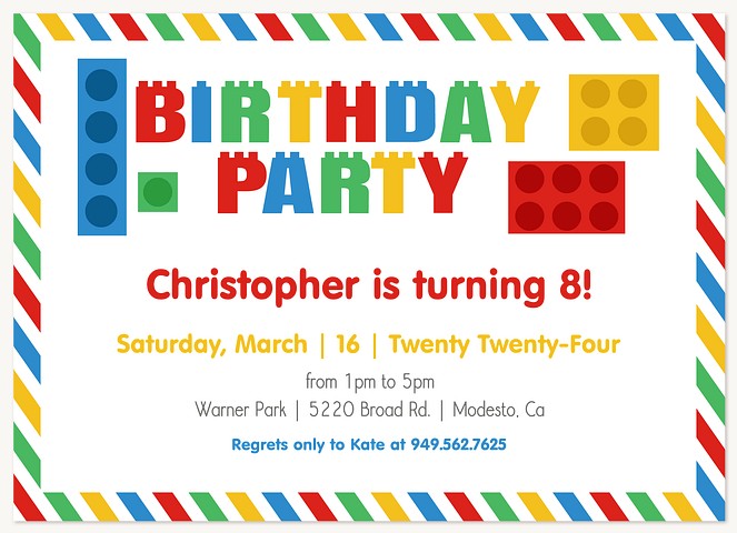 Block Party Boy Birthday Party Invitations