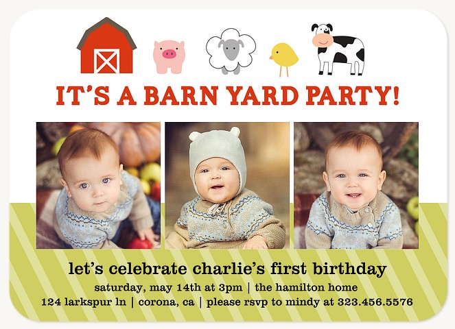 Farm Animals Kids Birthday Invitations