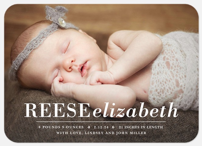 Classic Luxe Baby Girl Birth Announcements
