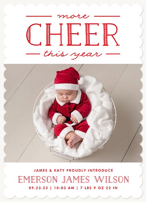 Cheerful Newborn Baby's First Holiday Cards