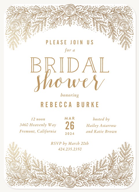 Gilded Floral Bridal Shower Invitations