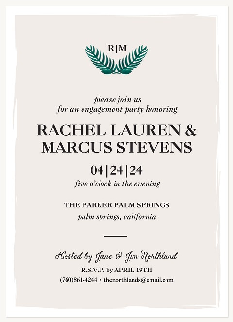 Palm Laurels Engagement Party Invitations
