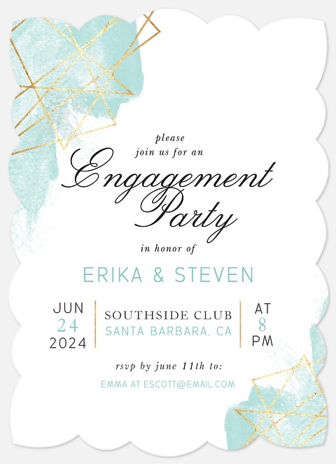 Gilded Geo Engagement Party Invitations