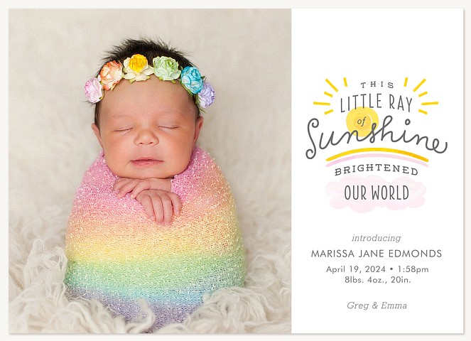 Ray of Sunshine Baby Announcements