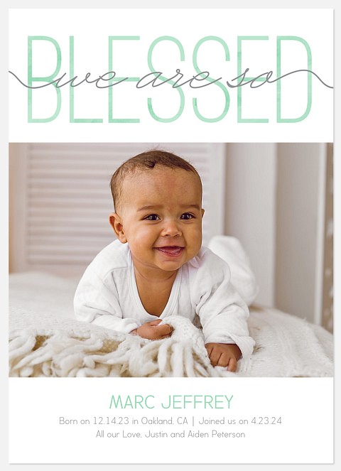 Beyond Blessed: Mint Baby Birth Announcements