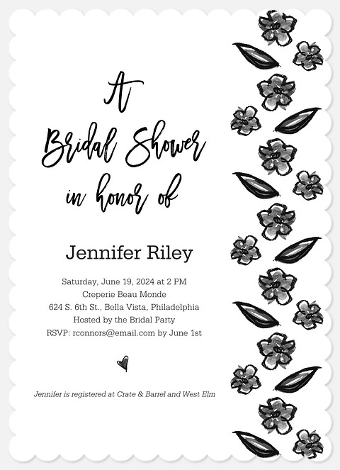 Bouquet Sketches Bridal Shower Invitations