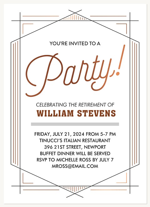 Retro Deco Dinner & Cocktail Party Invitations