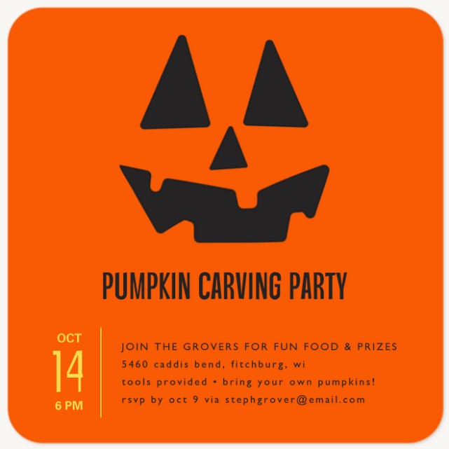 Jack O' Lantern  Halloween Party Invitations