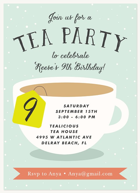 Teatime Kids Birthday Invitations