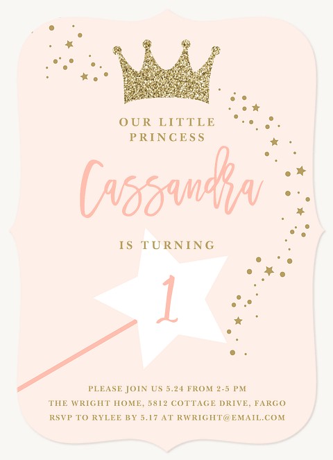 Glittering Princess Kids Birthday Invitations