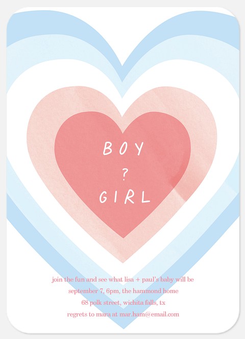 Heart Reveal Baby Shower Invitations