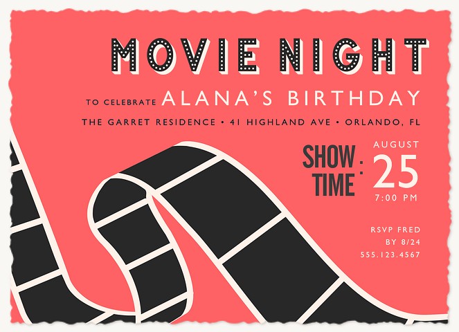 Movie Reel Adult Birthday Party Invitations