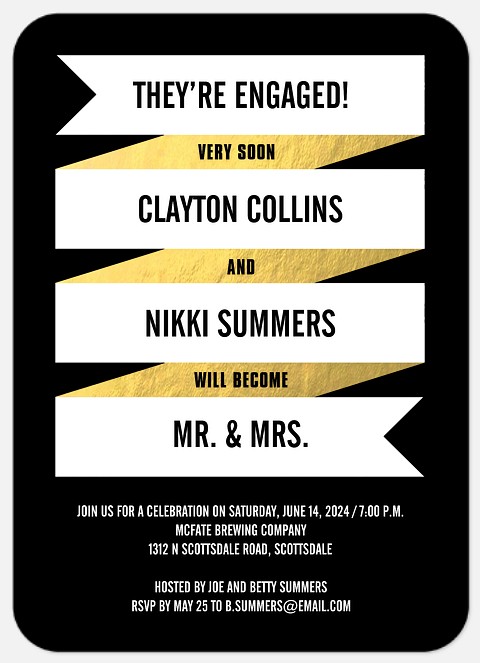 Vintage Banner Engagement Party Invitations