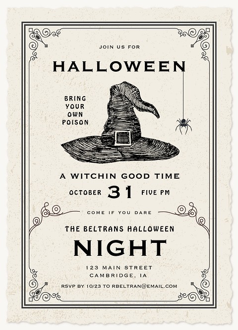 Witches Hat Halloween Party Invitations