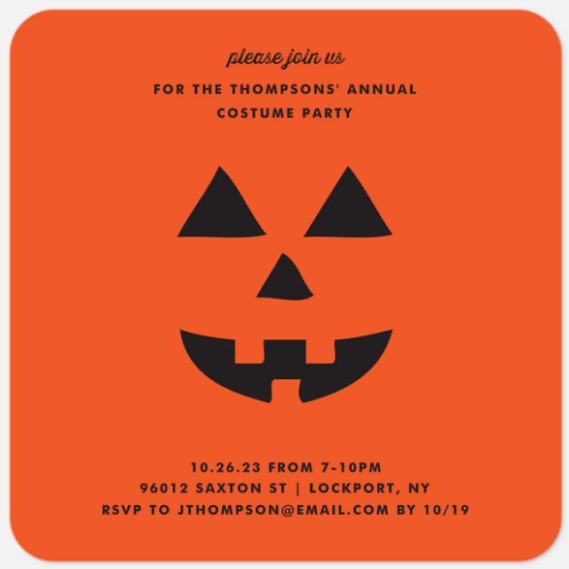 Jack-o-Lantern Halloween Party Invitations