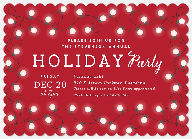 Glowing Lights Holiday Party Invitations
