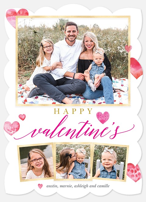 Painted Hearts Valentine Photo Cards