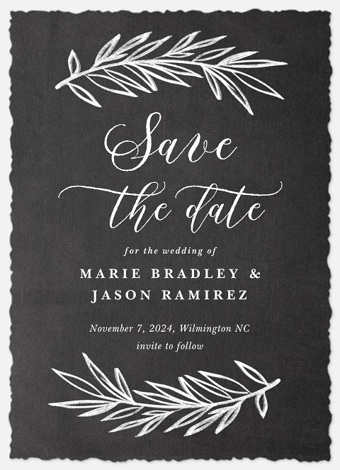 Chalkboard Laurels Save the Date Photo Cards