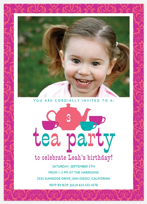 Little Teapot Kids' Birthday Invitations