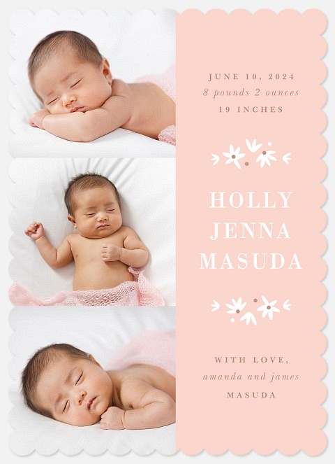 Rosy Flora Baby Birth Announcements