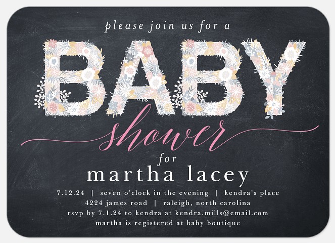 Chalkboard Floral Baby Shower Invitations