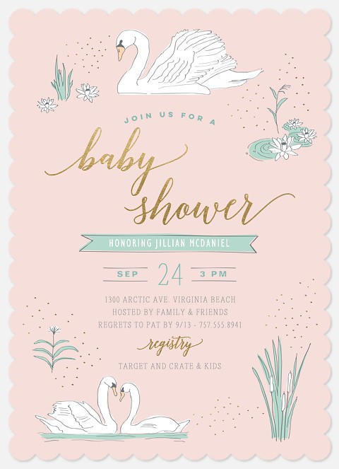 Swans Baby Shower Invitations