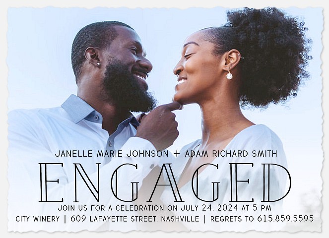Engraved Overlay Engagement Party Invitations