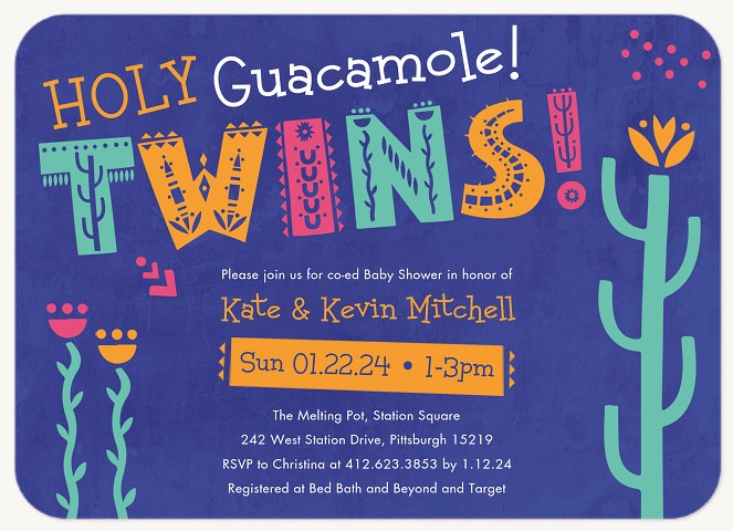 Holy Guacamole Baby Shower Invites
