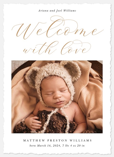 Scripted Welcome Baby Birth Announcements